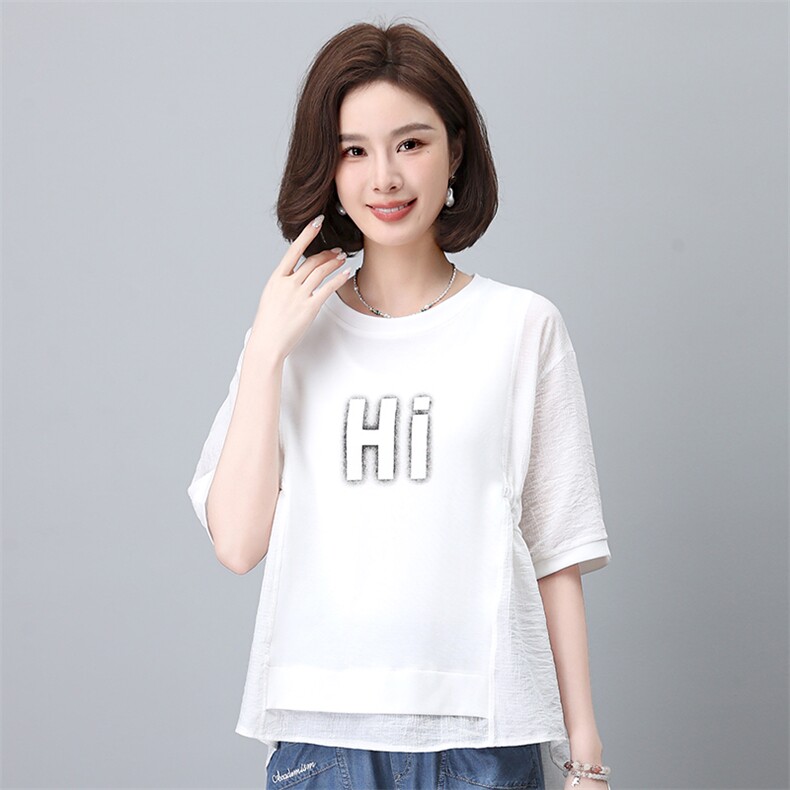 时尚宽松短袖T恤女夏季新款韩版百搭显瘦上衣学生休闲打底衫,女装T恤,叶笙衣
