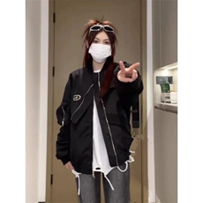 美式复古不规则拼接工装外套男春秋季宽松休闲高级感飞行员夹克，男装夹克，星座506A