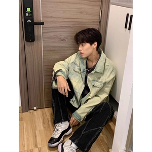 JK8887-P57美式高街vibe牛仔外套,赫本风大衣搭配阔腿裤穿的外套图片