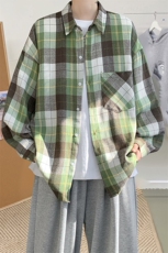 衬衫男2025春季新款港风宽松磨毛格子长袖衬衣CS603-特P27无差价，男装衬衫，星座214-3