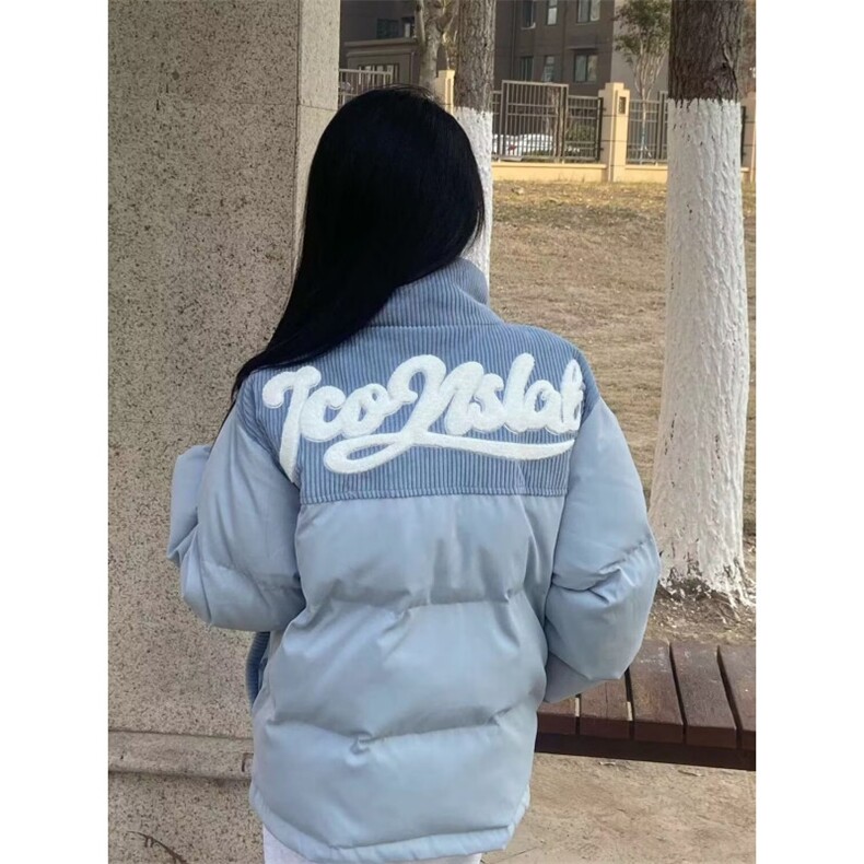青少年冬季男女宽松小众设计感拼接立领棉衣面包服棉袄情侣装外套,男装棉衣,星座506A
