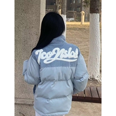 青少年冬季男女宽松小众设计感拼接立领棉衣面包服棉袄情侣装外套，男装棉衣，星座506A