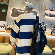 美式冬季条纹圆领毛衣男慵懒宽松百搭针织衫男秋冬MY05641-P50，男装针织衫/毛衣，星座308B-1