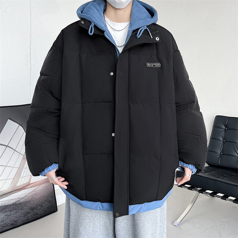 冬季加厚连帽棉服男格子假两件棉衣潮流棉袄青年A266-WMY2311-P75,男装棉衣,电商A266