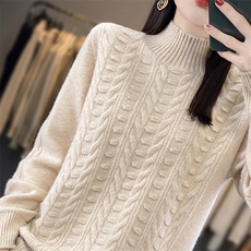 长袖套头纯色羊毛2024年秋季半高领时尚针织衫，女装羊毛衫，宋氏羊绒