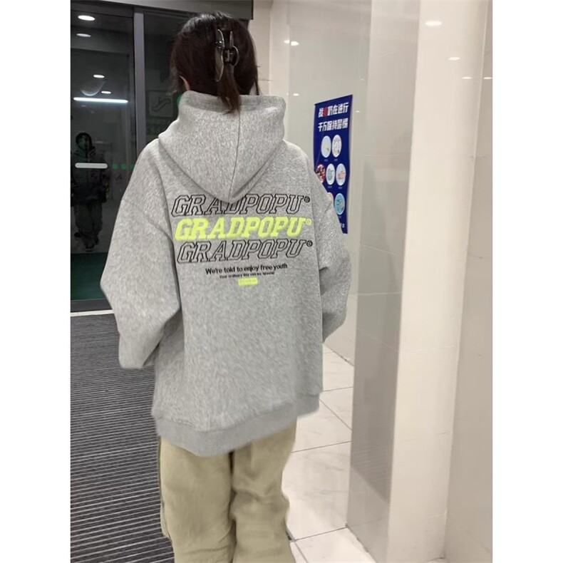 秋冬季新款美式潮牌印花宽松连帽卫衣男女情侣百搭外套,女装短外套,星座506A
