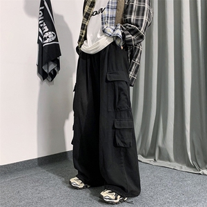 美式高街牛仔裤男秋季潮牌复古宽松直筒ins设计感裤子N0408-P48图片