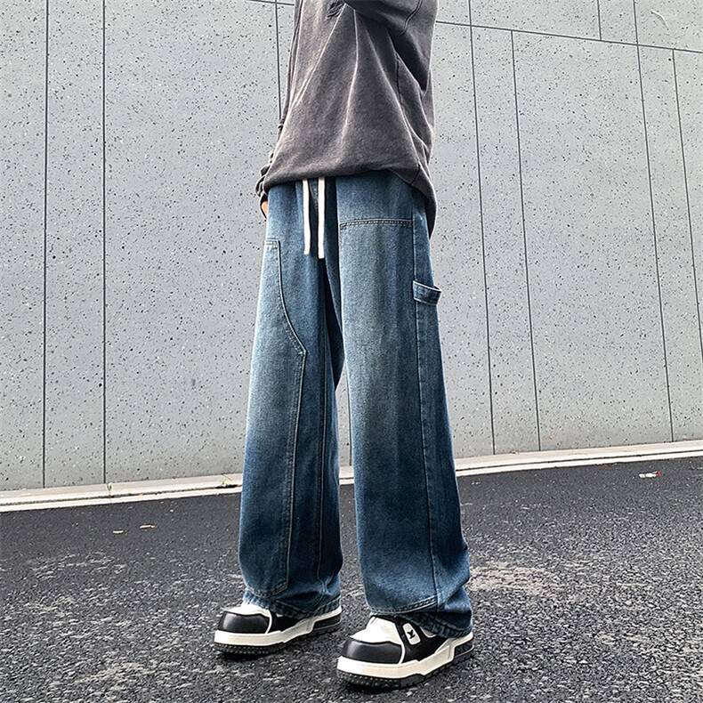 伐木装工装男秋高街水洗宽松拖地牛仔裤XZ225-3-CK931-P55控75图片