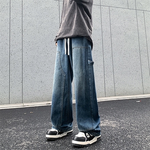 伐木装工装男秋高街水洗宽松拖地牛仔裤XZ225-3-CK931-P55控75图片