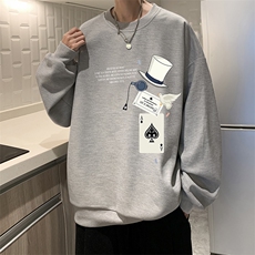 5XL华夫格卫衣男大码胖子圆领长袖t恤HW76373-P30加绒款-P40，男装卫衣，电商A040