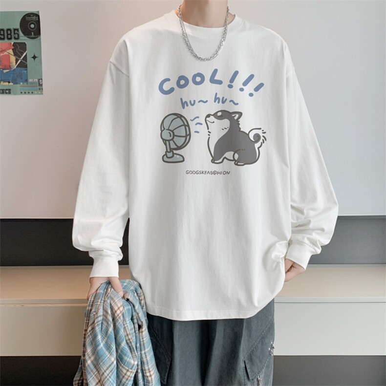 春秋新款内景美式趣味卡通长袖T恤男潮青年宽松薄卫衣CX00234/P30,男装T恤,电商B316