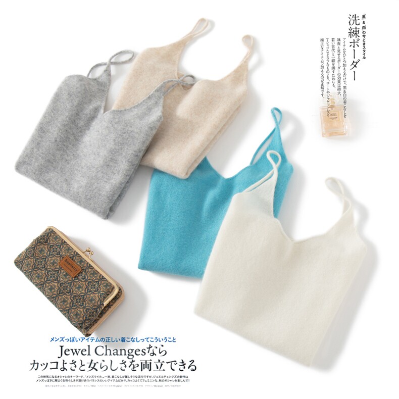 2025夏秋新款羊绒衫女羊绒法式V领薄款优雅内搭吊带背心,女装背心吊带,艾米娇羊绒