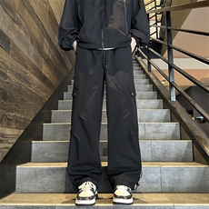 港风春款男休闲裤工装口袋拼接贴标抽绳束脚冲锋裤K002P38，男装休闲裤，星座1013-1