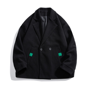 N6138/P85冬款西服双排扣毛呢大衣男宽松大码呢料夹克外套呢子图片