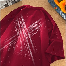 可48小时发货支持抖音得物来样二开美式满天星亮片短袖T恤MTX662，男装T恤，电商A486-1