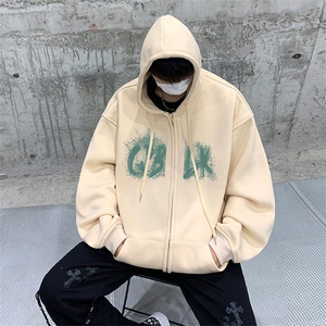 直播品质460克重磅美式印花加厚宽松连帽卫衣开衫外套KS155-特P45图片