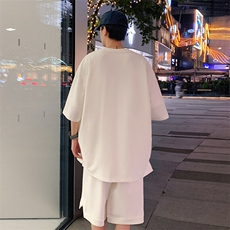 2025夏季新款港风外景大码冰丝短袖套装M-5XHQ24505-P65，男装T恤，电商A022