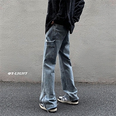 B221美式ins高街暗黑小众拉链牛仔裤LK22076-P65控88，男装牛仔裤，电商B221