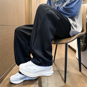 春款港风针织斜纹休闲裤宽松运动裤拖地裤男KP763 P42图片