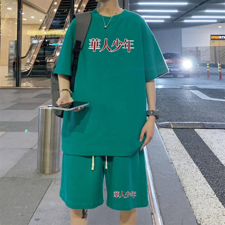 ！2025夏季新款男士华夫格短袖T恤套装学生一套HTZ79P50,男装T恤,电商B220