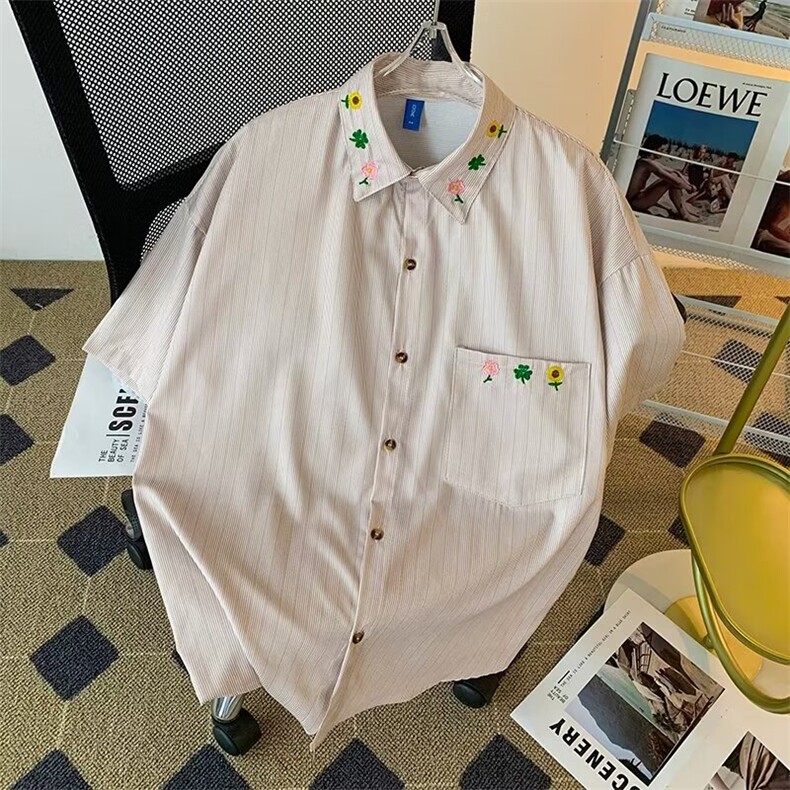 衬衫短袖男士夏季薄款休闲痞帅五分衬衣服夏天外套潮CY848-P35,男装衬衫,星座412-3
