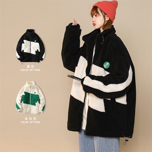 冬款中性风加绒加厚棉衣外套撞色羊羔绒棉服男士8146-P115控价158图片