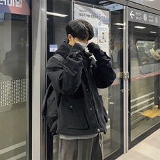 816B-WT031-P128冬季韩男士羊羔毛翻领棉衣宽松棉服外套，男装棉衣，星座816B