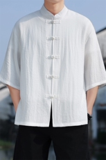 夏季风盘扣七分袖衬衫男士大码上衣CS2501-P6578，男装衬衫，电商A008
