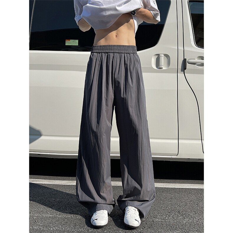 8XL-M多巴胺冰丝垂感慵懒山本裤男夏拖地裤子阔腿休闲裤KZ051P30,男装休闲裤,电商B312