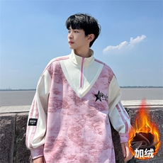 主推2026冬季宽松半拉链假两件加绒卫衣A436-1109-P6088，男装卫衣，电商A436