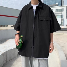 男装日系ins休闲宽松短袖衬衣夏季薄款高级感衬衫W7214-P28，男装衬衫，星座512-2