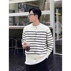 撞色条纹针织开衫秋季新款时尚显瘦上衣小香风毛衣外套MY219，男装针织衫/毛衣，星座516A
