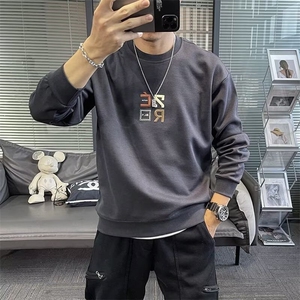 加绒卫衣男士秋冬季新款青少年潮宽松圆领长袖上衣卫衣运动服图片