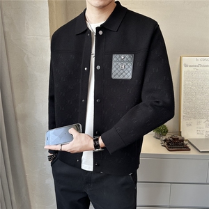 高品质简欧休闲翻领毛衣开衫夹克秋季韩版潮流百搭外套K7735-P130图片