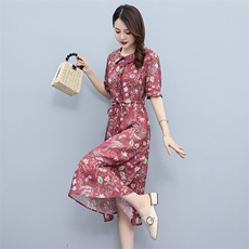 2023夏季新款时尚气质收腰显瘦休闲舒适复古连衣裙，女装连衣裙，独衣靓