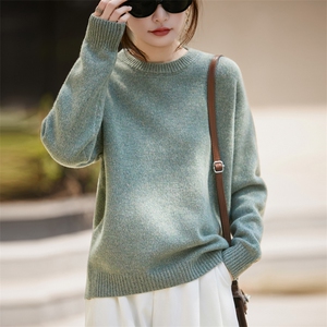 法式高级灰花纱100羊毛衫女重磅加厚保暖打底巨好看毛衣2025秋冬，女装羊毛衫，九嘉羊绒