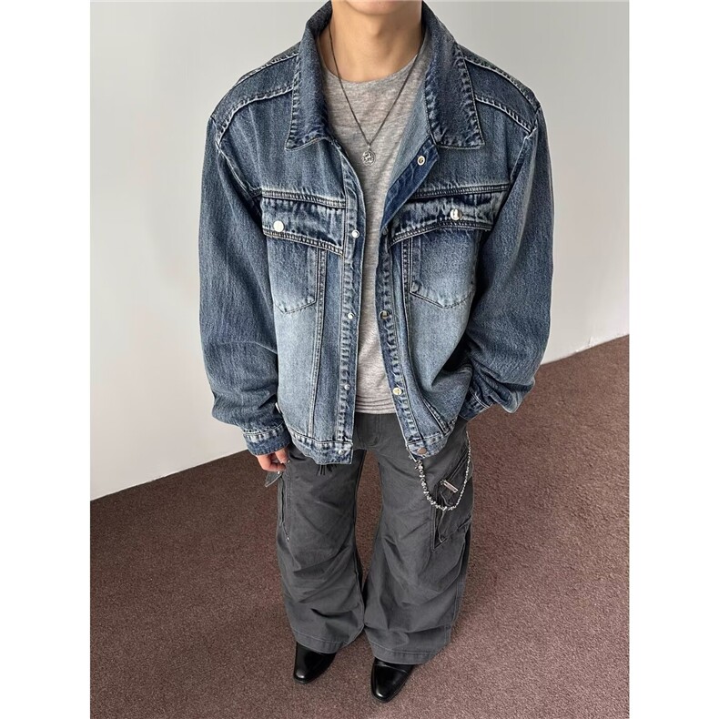 美式解构水洗宽松牛仔外套夹克潮流百搭休闲男女外套F40044-p72,男装工装外套,星座1008
