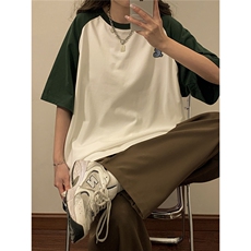 1中性风插肩袖S立体贴标T恤女大码SM-5XL短袖T恤男DT8777P28控49，男装T恤，星座226-2