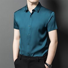夏款100短袖衬衫男中年商务休闲高端衬衣，男装衬衫，钱塘6003B
