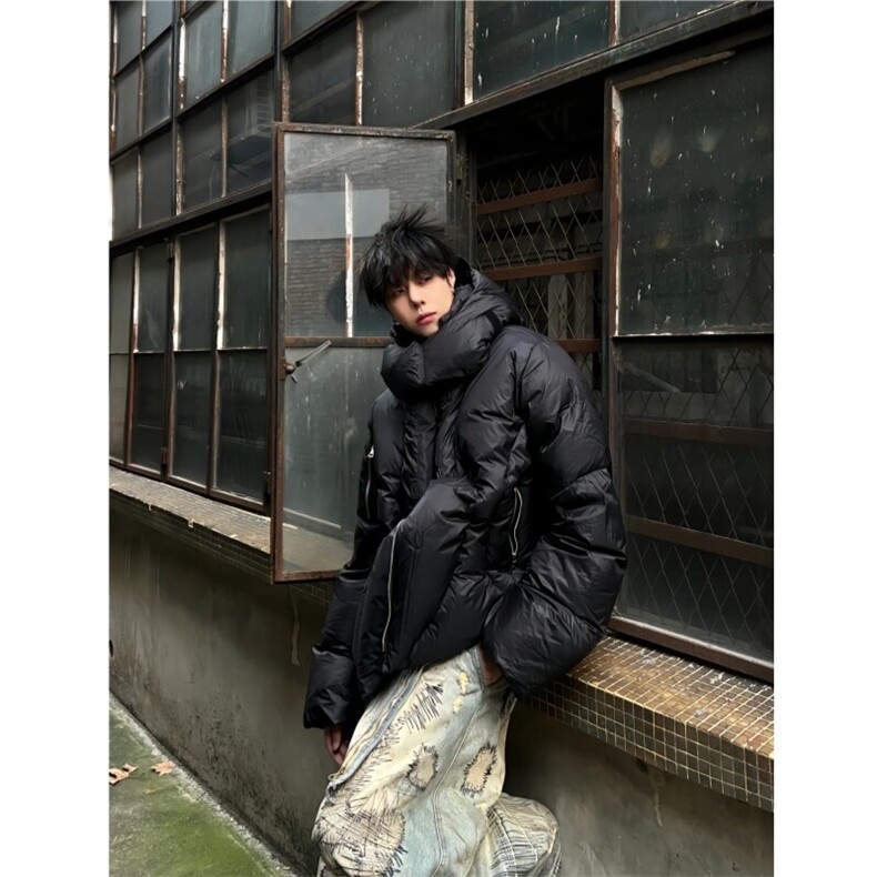 （现货）美式复古连帽棉服cleanfit解构风多拉链棉衣,男装棉衣,星座910A