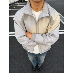 春季复古拼接立领外套男潮牌街头宽松夹克衫A369-P59图片
