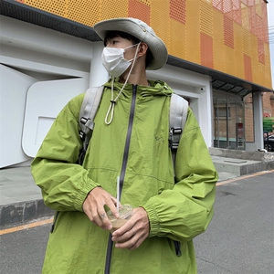 防晒衣男韩版潮流连帽果绿色痞子帅2026夏季薄款ins外套W4842-P40图片