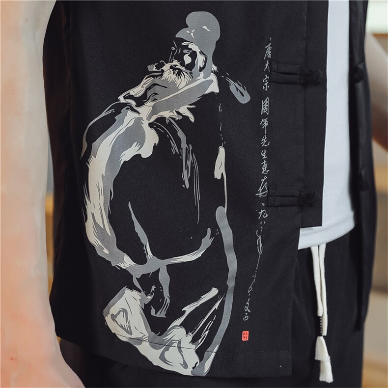 夏季套装男士两件套风复古唐装名族风T恤A334-TZ013-P55,男装民族服装,电商B339(原A334）