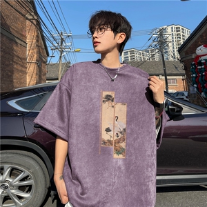 麂皮绒夏季新款抖音得物品质潮印花T恤djp309-特批23控39图片