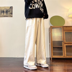 复古休闲裤男潮牌ins简约直筒裤子秋冬季百搭宽松阔腿裤k7127-p40图片