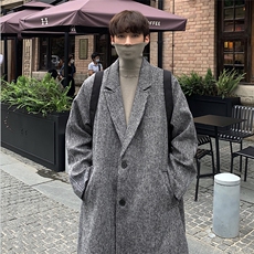 冬季男士潮流条纹毛呢大衣中长款宽松呢子风衣外套DY16P125，男装风衣，电商A430（原星座702）