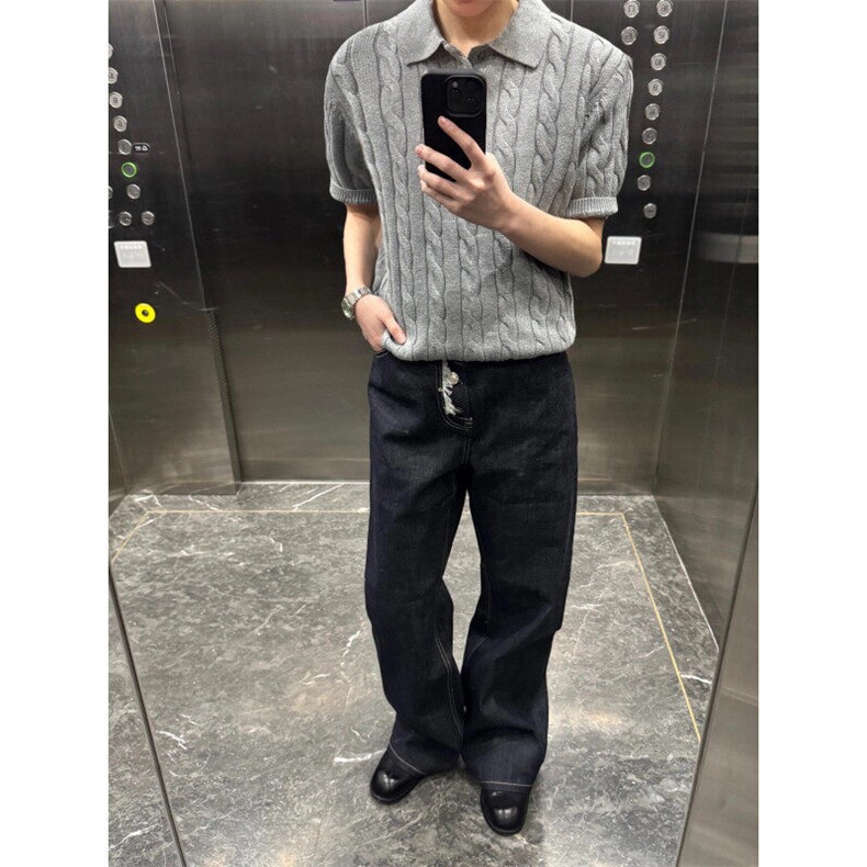 【有货】Z96CC-特P39绞花翻领polo衫男女正肩针织短袖t恤,男装T恤,星座1007（原301D）