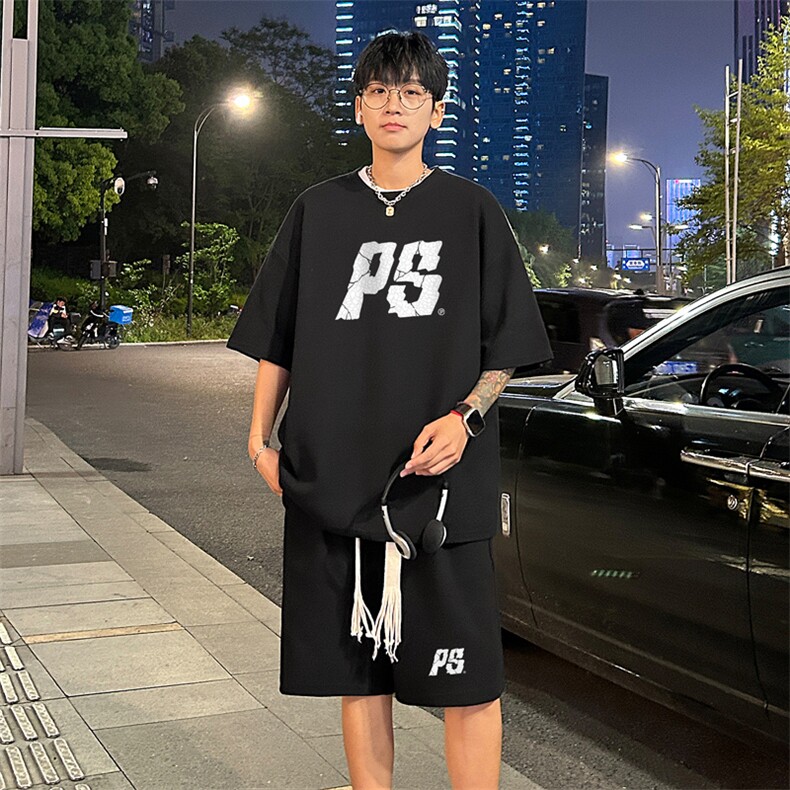 套装！ 华夫格套装短袖T恤短裤男 TZ214-特P 38图片