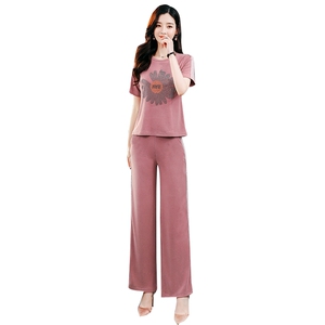 夏季大码女装2024新款时尚阔腿裤显瘦洋气女款套装休闲两件套爆款图片