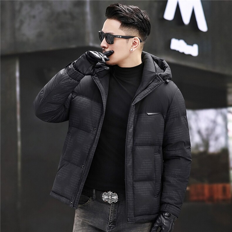 2025新款冬季短款90绒子白鸭绒羽绒服外套中年男装加厚羽绒服夹克图片